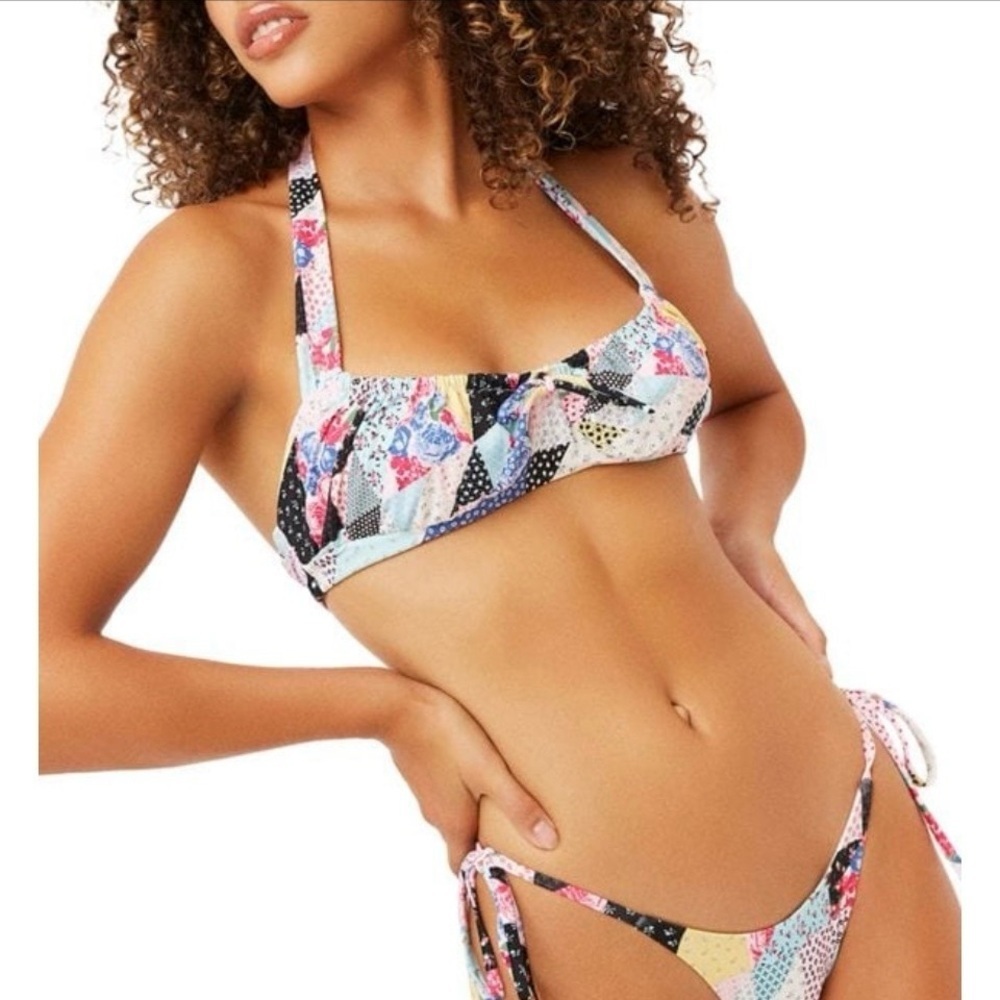 Frankie’s Bikinis Bernie patchwork bikini TOP ONLY